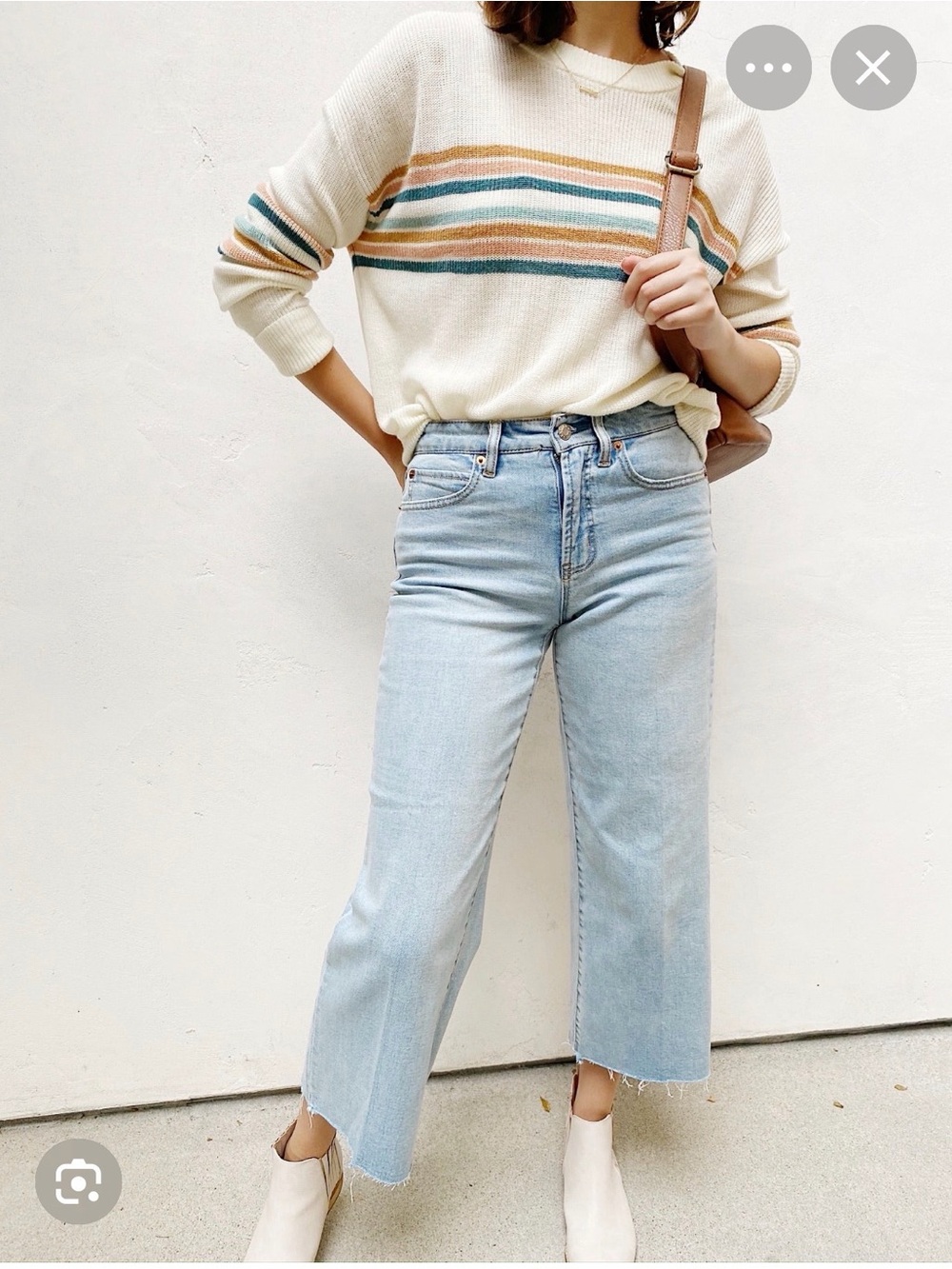 Oat New York Light Blue Cropped Wide-Leg Jeans 4 27